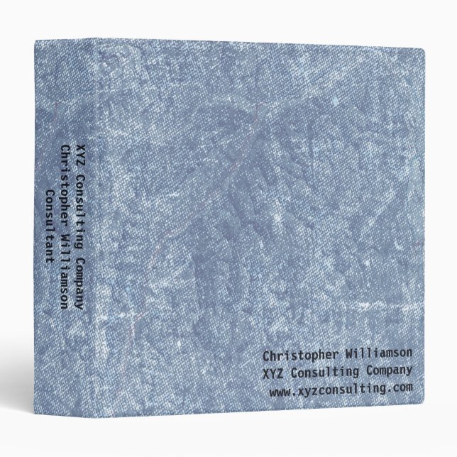 Classeur Moderne Bleu Denim Rétro Urbain Monogramme (Devant/Côté)