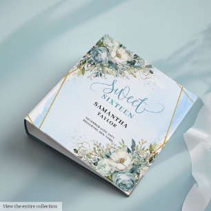 Classeur Moderne Boho Bleu Beige Eucalyptus Floral Sweet 16