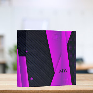 Classeur Moderne brillant violet noir Abstrait Monogrammé