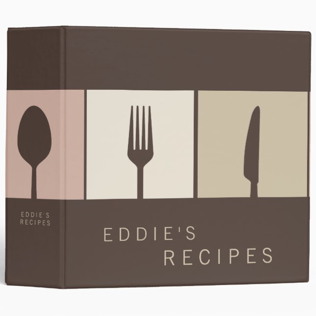 Classeur moderne brun chocolat de livre de recette (Devant/Côté)
