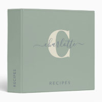 Moderne Design Monogramme Nom Sage Green