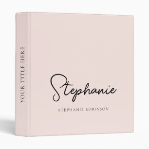 Classeur Moderne écriture de nom en monogramme rose tendanc