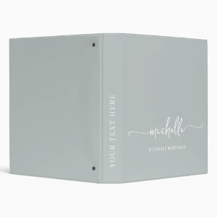 Classeur Moderne Écriture de Nom Monogramme Vert Sauge Mini