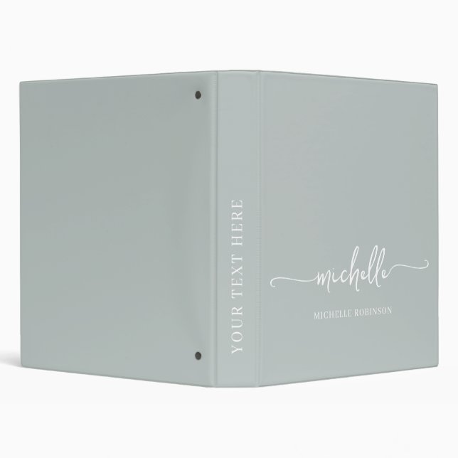 Classeur Moderne Écriture de Nom Monogramme Vert Sauge Mini (Arrière-plan)