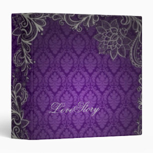 Classeur moderne élégant damask violet mariage