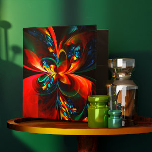 Classeur Moderne Floral Abstrait Art Orange Bleu Motif #14