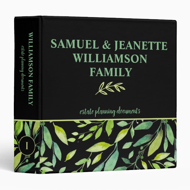 Classeur Moderne Leafy Family Estate Planning 3 Cercles Cla (Devant/Côté)