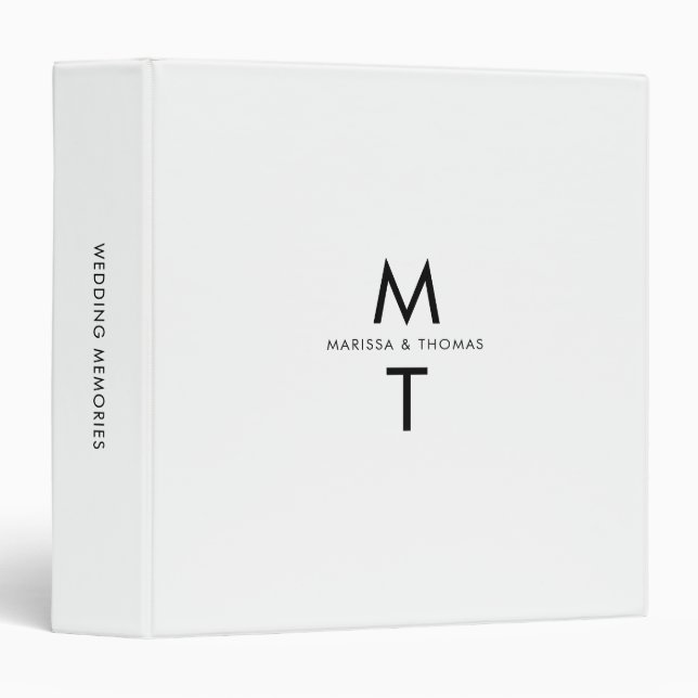 Classeur Moderne Mariage Monogram Album Planners Minimalist (Devant/Côté)