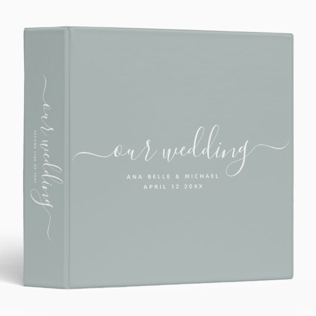 Classeur Moderne minimal élégante calligraphie Mariage Albu (Devant/Côté)
