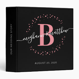 Classeur Moderne Monogramme de Mariage Rose Foncé Féminin
