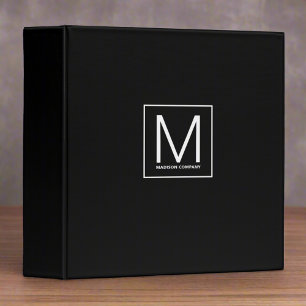 Classeur Moderne Nettoyage Monogramme Noir et blanc Entrepr