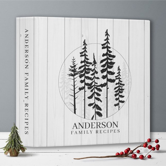 Classeur Moderne Rustic Pine Tree Ferme Famille Recette (Créateur téléchargé)