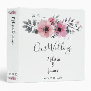 Classeur Moderne rustique élégant fleurs d'aquarelle Mariag