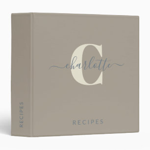 Classeur Moderne Style Monogramme Nom Taupe Brown