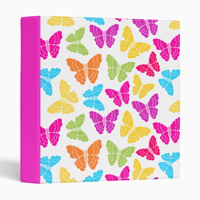 Classeur Moderne Vibrant Arc-en-ciel Butterfly mûre Motif (Devant/Côté)