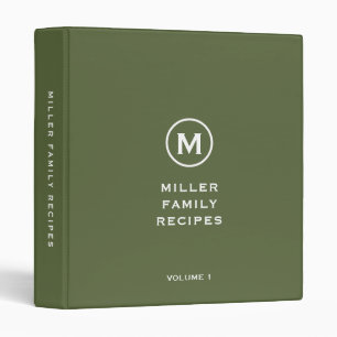 Classeur Moins vert olive classique famille Monogramme Rece