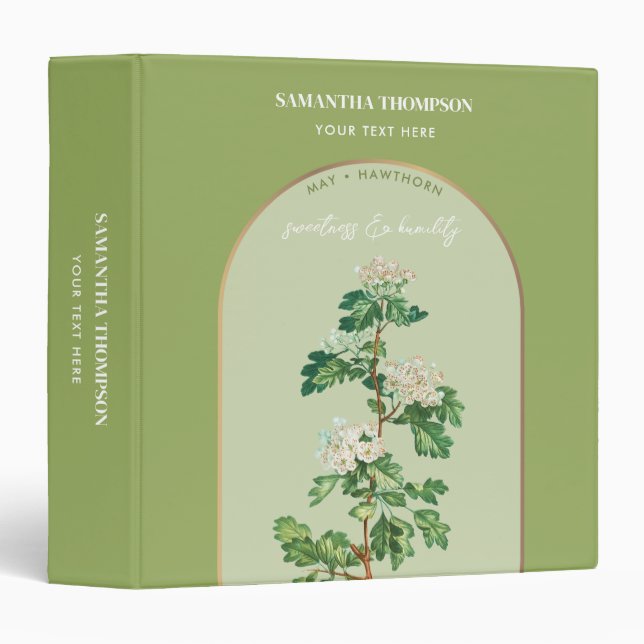 Classeur Mois de fleurs de naissance personnalisées Mai Haw (Devant/Côté)