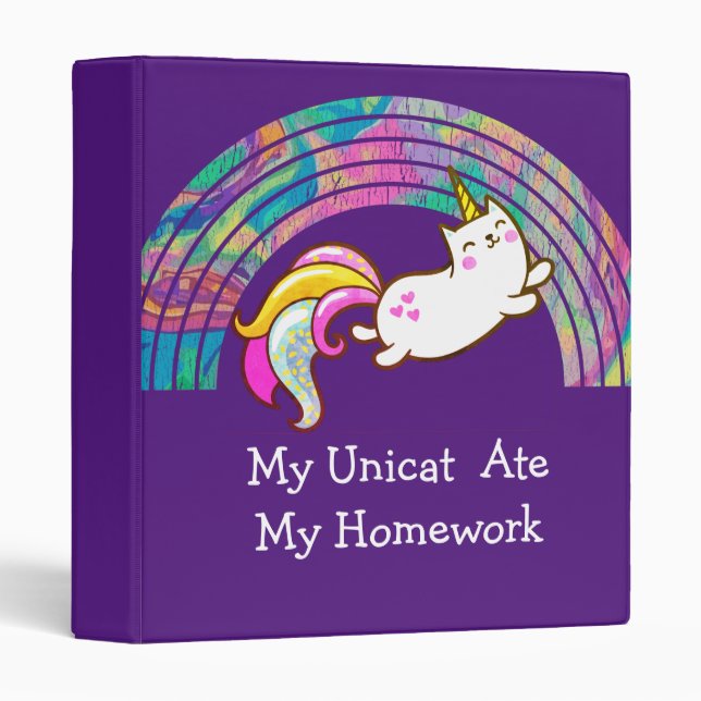 Classeur Mon Uni Cat a mangé mes devoirs (Devant/Côté)
