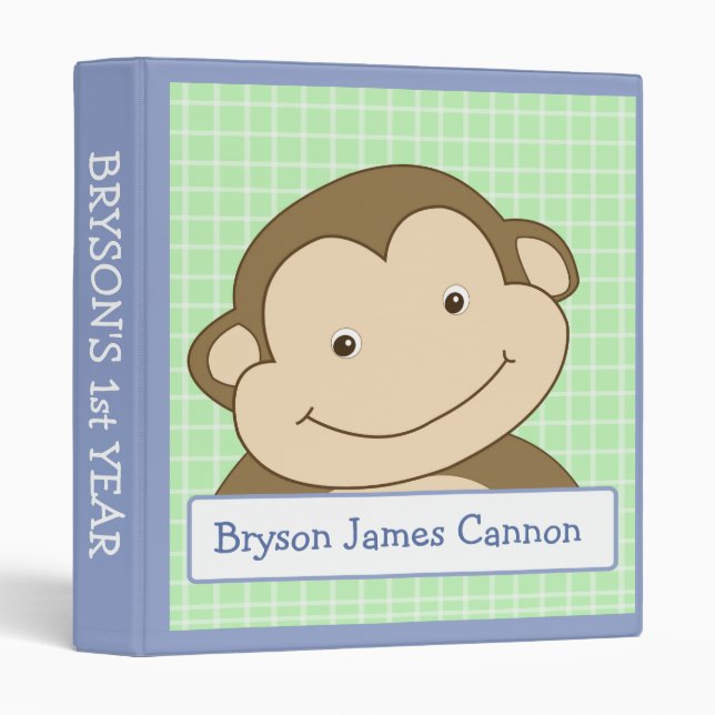 Classeur MONKEY Baby Scrapbook Keepsaké Douche cadeau (Devant/Côté)