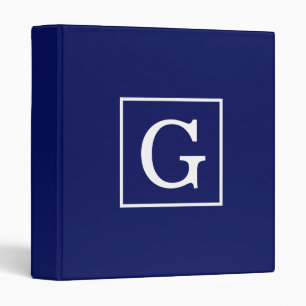 Classeur Monogram initial de la Navy Blue White Framed