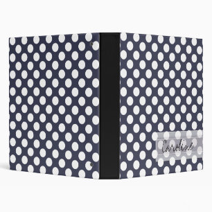 Classeur Monogram Marine Bleu Blanc Motif à la mode Polka