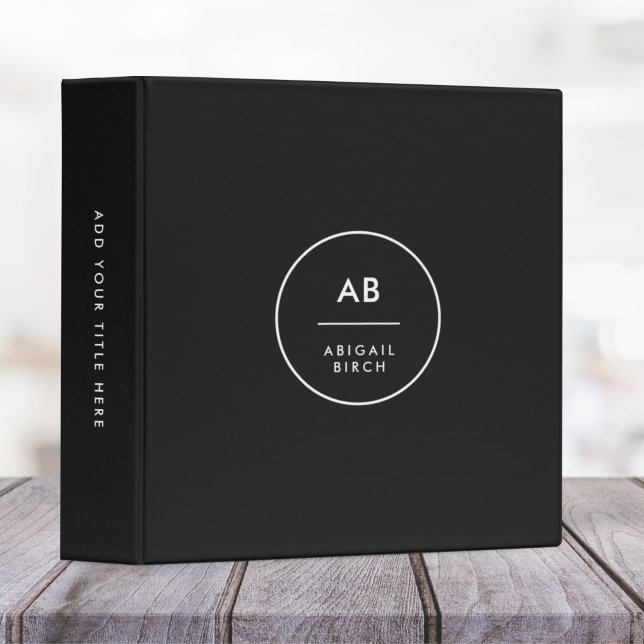 Classeur Monogram Modern Minimum Black and White (Créateur téléchargé)