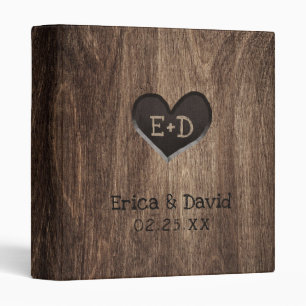 Classeur Monogram Wood Heart Rustic Wedding Album