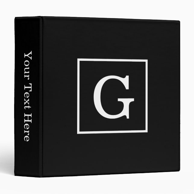 Classeur Monograme de Black White Framed Initial (Devant/Côté)