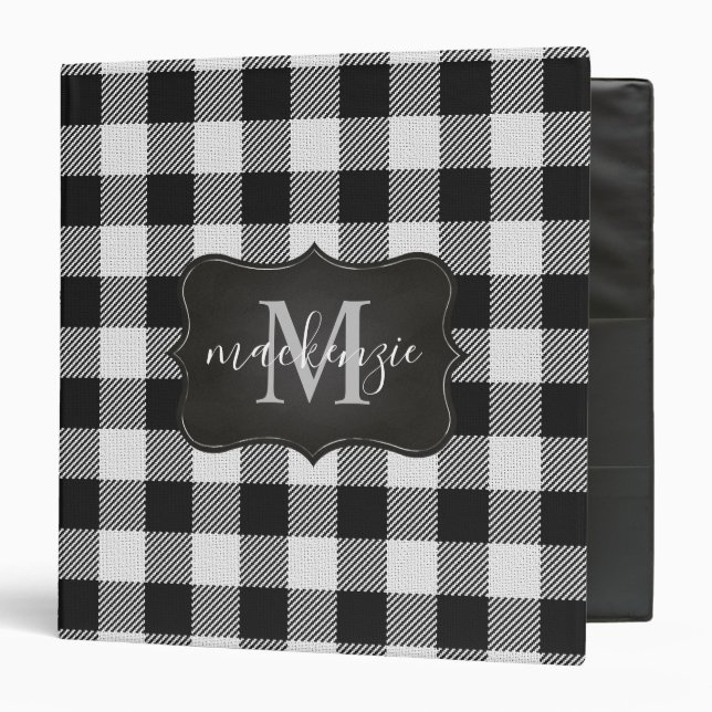 Classeur Monogramme à lunettes noires et blanches tendance (Devant/Intérieur)
