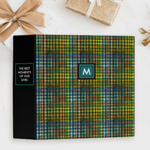 Classeur Monogramme à motif tartan carreauté rouge et noir 