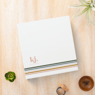 Classeur Monogramme à rayures rétro chic