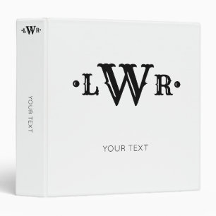Classeur Monogramme à trois lettres personnalisé Élégant no