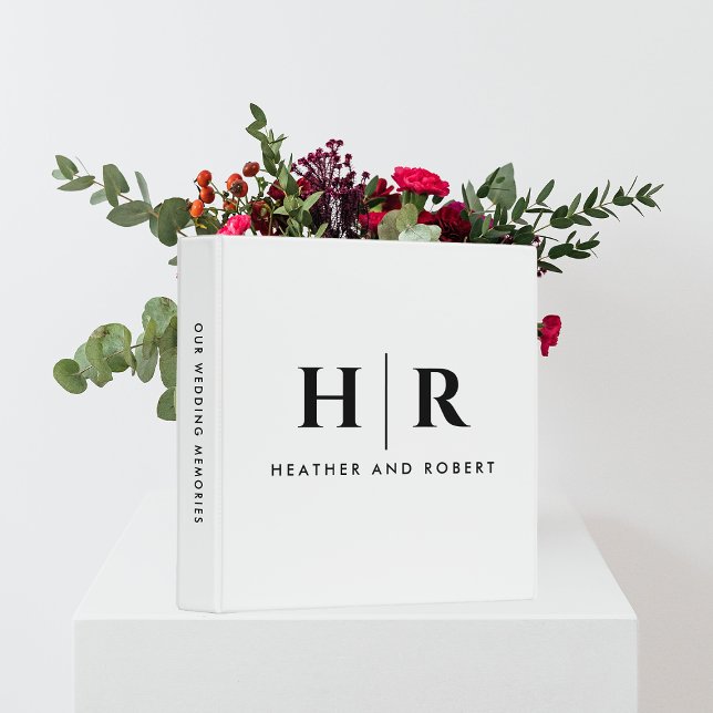 Classeur Monogramme Album de mariage classique chic minimal (Créateur téléchargé)