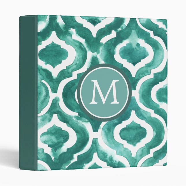 Classeur Monogramme | Aquamarine Motif IV (Devant/Côté)