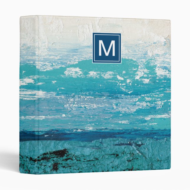 Classeur Monogramme | Aquarelle bleu Sapphire (Devant/Côté)