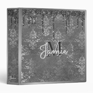 Classeur Monogramme Argent métal noir Parties scintillant g