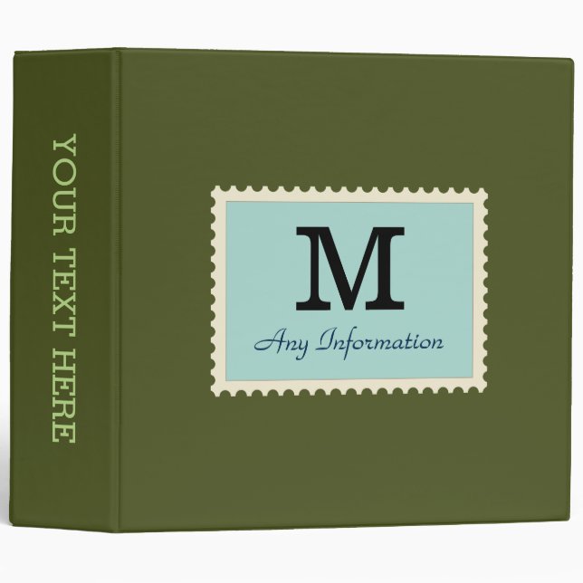Classeur Monogramme Arrière - plan vert de l'armée de terre (Devant/Côté)