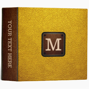 Classeur Monogramme Aspect Cuir Ambre