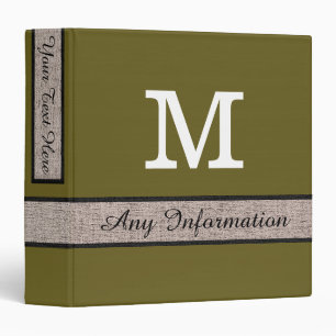 Classeur Monogramme aspect toile de jute couleur bronze ant