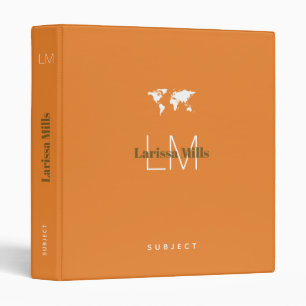 Classeur monogramme avec sujet personnalisé, orange