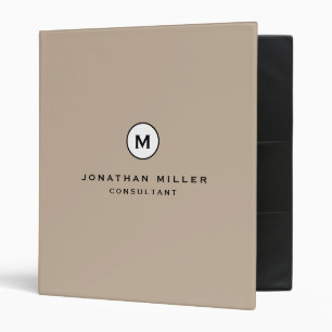 Classeur Monogramme Beige Professionnel Nom initial et titr