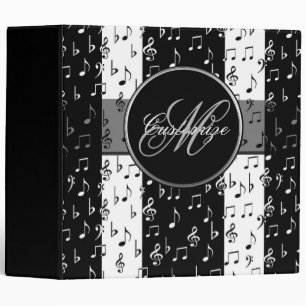 Classeur Monogramme Black & White Musical Stripes
