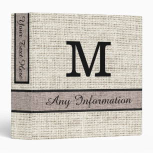 Classeur Monogramme blanc antique de toile de toile de jute