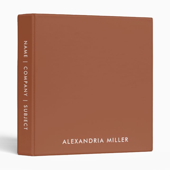 Classeur Monogramme blanc en terre cuite minimale (Devant/Côté)