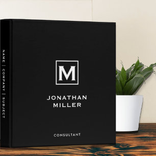 Classeur Monogramme blanc noir minimal