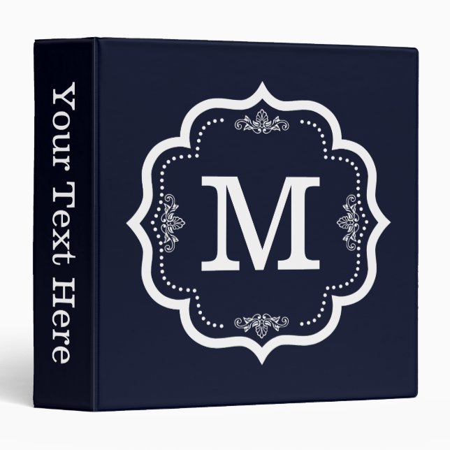 Classeur Monogramme bleu (Devant/Côté)