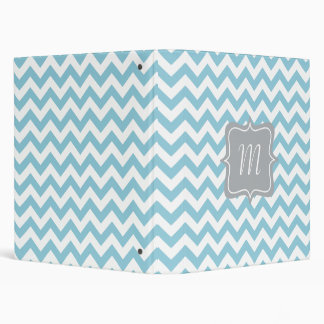 Classeur Monogramme bleu et blanc de zigzag
