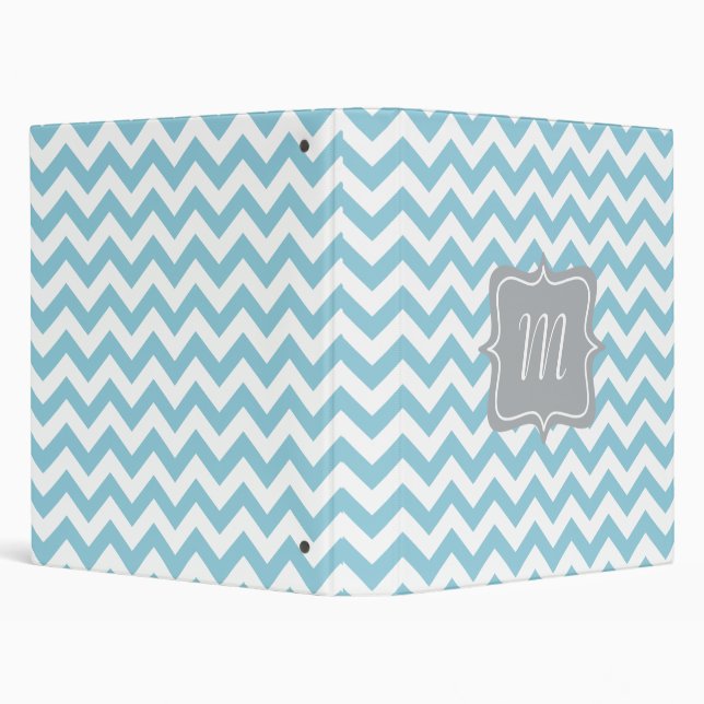 Classeur Monogramme bleu et blanc de zigzag (Arrière-plan)