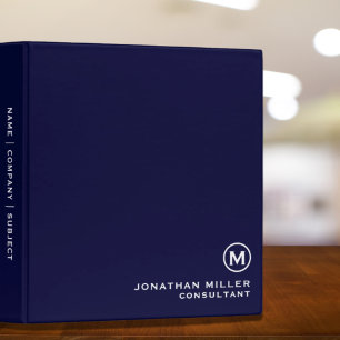 Classeur Monogramme bleu marine classique minimal