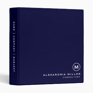 Classeur Monogramme bleu marine minimaliste